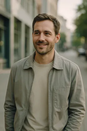 Professioneller Mann mit natürlichem, selbstbewusstem Aussehen